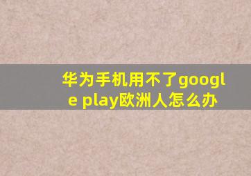 华为手机用不了google play欧洲人怎么办